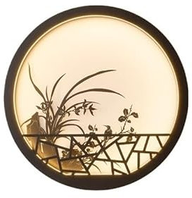 Éclairage Extérieur Applique murale ronde extérieure de Style chinois, applique murale décorative de pavillon de mur de fond de Villa de cour de forêt de jardin Éclairage De Porche Extérieur