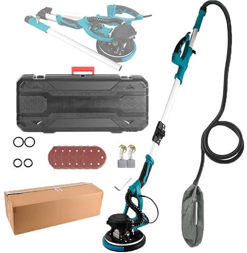 Levigatrice Elettrica Da 1390 W Con Asta Di Prolunga Da 73 Cm/Luce LED, Levigatrice Elettrica Pieghevole per Pareti, Velocità Variabile a 6 Velocità, Rotazione Della Testa Di 90°,C