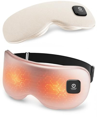 Heated Eye Mask - Cordless Eye Mask for Dry Eyes, Eye Relief, Improved Sleep, Washable Eye Heating pad for Travel and with Replaceable Shell