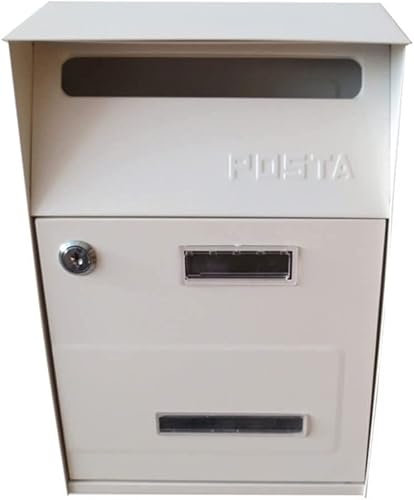 HCZKIUJY Wall Mounted Post Box, Wall-Mount Mailboxes Double Doors with Lock Postbox Iron Mailboxes with Combination Lock Drop Box for Family Letter Box (White Key)