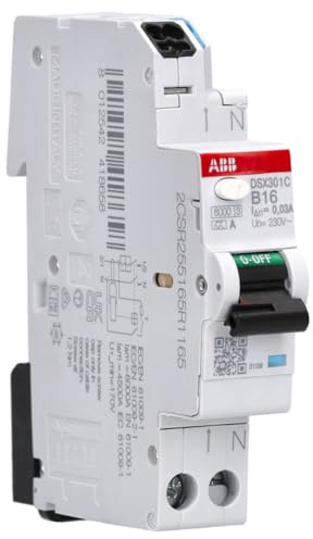 ABB DSX301C B16 A30 FlexLine FI/LS-Schalter RCBO Typ A 1P+N 16A 6kA 1 TE | Fehlerstrom-Leitungsschutzschalter mit Push-in Klemme B-Charakteristik - nur PSX-Phasenschiene kompatibel 2CSR255165R1135
