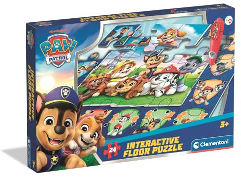 Clementoni Quiz-Bodenpuzzle - Paw Patrol - Interaktives Lernspiel mit Stift, 24 Teile Puzzle für Kinder ab 3 Jahren, 62 x 42 cm, 16684