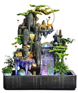 yixinzi-2024 Fuente de pie Fuente de rocalla Creativa con Flujo de Agua for Entrada, Patio, balcón, Hotel, Sala de Estar, decoración paisajística con pecera. Fuente Independiente