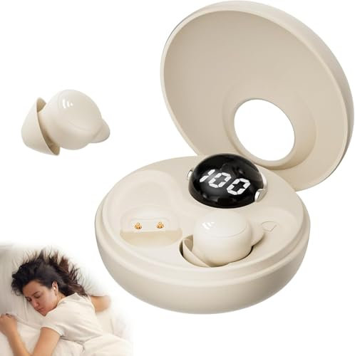 sunvito Auriculares para dormir, mini auriculares para dormir, inalámbricos Bluetooth 5.3, silicona líquida, para dormir de lado, indicador de potencia para entrenar, trabajar, viajar (negro)