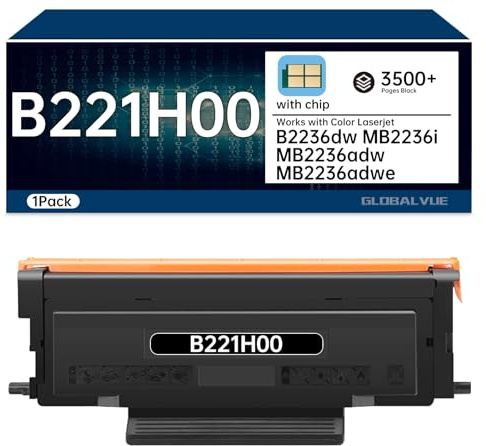 GLOBALVUE B221H00 B221000 High Yield Toner Cartridges [3,000 Pages]-Compatible with Lexmark B221H00 B221000 Toner for B2236, MB2236, B2236dw, MB2236adw, MB2236adwe, MB2236i Laser Printer|1 Pack
