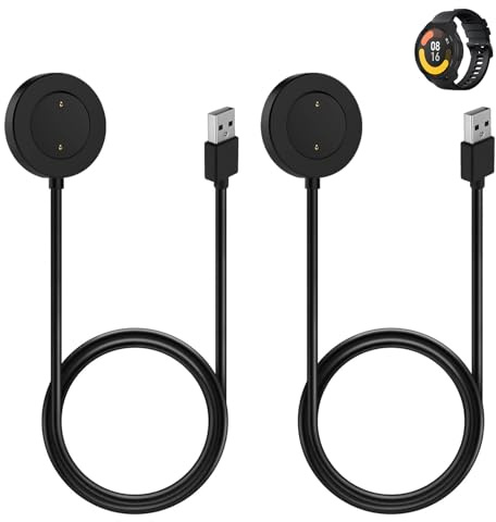 2 Pièces Chargeur Magnétique pour Montre Connectée, Câble USB de Remplacement Compatible avec Mi Watch Color Sport Color2 S1 Active, Station de Charge Sécurisée Rapide avec Protection Intelligente 1m