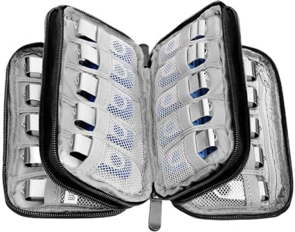 Estuche Organizador para Memorias USB Y Discos Duros, con 30 Ranuras - Fundas Portátil De Tela Oxford, 3 Capas, Resistente A Raspaduras, Ideal para Viajes Y Trabajo