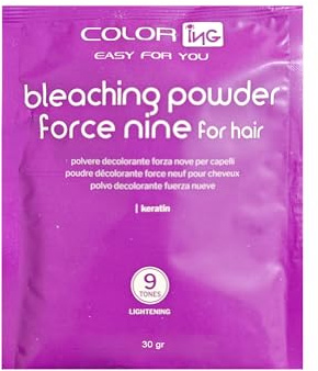 COLORING Polvere Decolorante Per Capelli Professionale 9 Toni, Antigiallo e Antiarancio, con Cheratina e Proteine della Seta, polvere Blu in Bustine da 30g