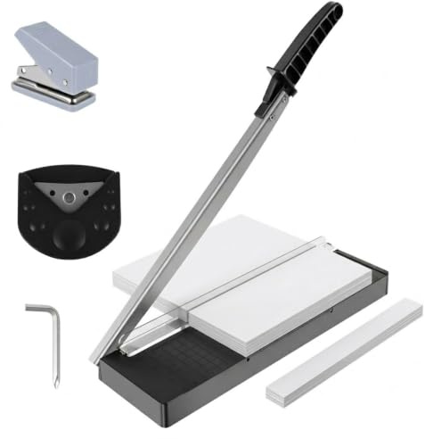 Papierschneider A4/B5/A5/B6/B7 Manuelle Hebelschneider Dunkelgrau | Schneidemaschine Papier für bis zu 8-10 Blätter, Präzise Schneidemaschine für Papier, Fotos, Karton und Karten