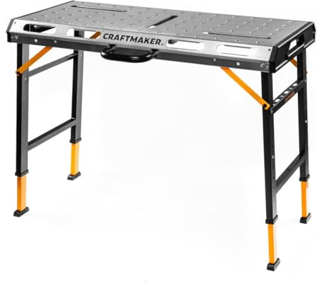 CRAFTMAKER SteelBench S110 Werkbank, Klappbare Multifunktionstisch mit Hoher Tragfähigkeit von 450kg, Höhenverstellbare Werkbank, Stahlkonstruktion