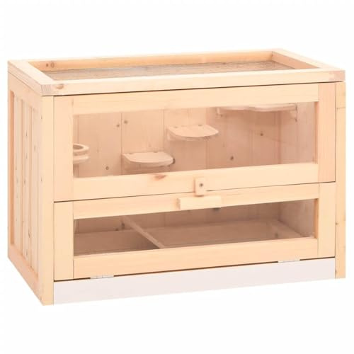 LoogCape Hamsterkäfig 60x35,5x42 cm aus massivem Tannenholz mit Acrylfront, Drahtdach, einfache Reinigung, geeignet für Mäuse, Ratten, Meerschweinchen, Kaninchen, Kleintiere, Indoor Outdoor