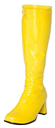 Go-Go-Stiefel für Damen, 1960er/70er-Retro-Look, Kostüm-Party, Größe 35-47, Gelb - gelb - Größe: 42 EU