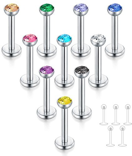 Fectas 10stk Labret Lippenpiercing Ring Tragus Helix Piercing 6mm Chirurgenstahl Silber