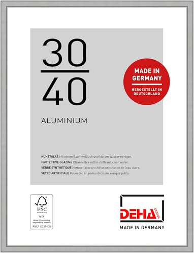 DEHA Design Aluminium Bilderrahmen Boston, 30 x 40 cm, Silber