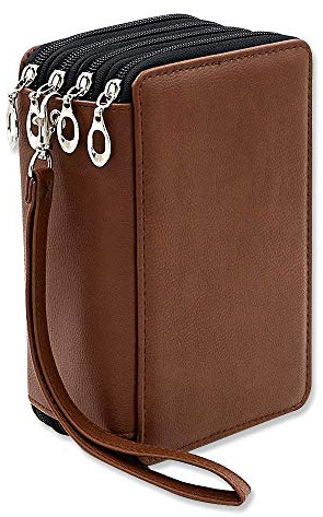 YFZYT 4-Fach Federmäppchen in Braun Große Federtasche Etui Pencil Case | Großer Vorrat Mäppchen für Teenager, Erwachsene, Mädchen & Jungen