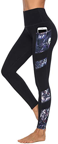 Persit Damen Sport Leggings, Hochwertige Prägedruck Yogahose Blickdicht Sporthose mit Taschen