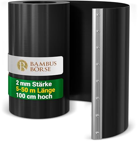 Bambusbörse Wurzelsperre - Rhizomsperre mit Verschlussschiene 100cm hoch 2mm Stärke 15m Länge - aus hochwertigem HDPE | Rhizomsperre Bambus | Wurzelsperre Bambus