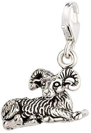 7K Sternzeichen Widder Charm Anhänger aus 925 Sterling Silber (17x14mm)
