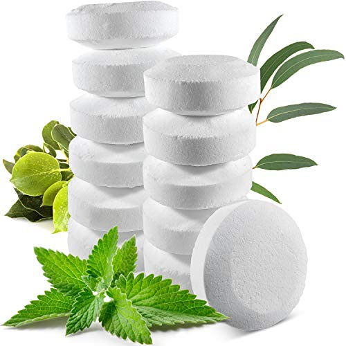 Natural Shower Steamers Vapor Tablets Extra Strong for Cold and Runny Nose - Menthol Crystals, Camphor Essential Oil, Eucalyptus Essential Oil - 2 oz/Each (12 Pack)