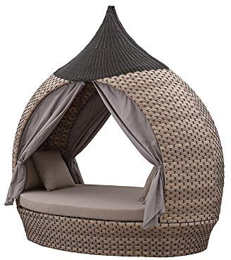 Strandkorbwerk Liegeinsel Eye Catcher Milchgrau Ziegel beidseitig offen Sonnenliege Sunlounger Liege
