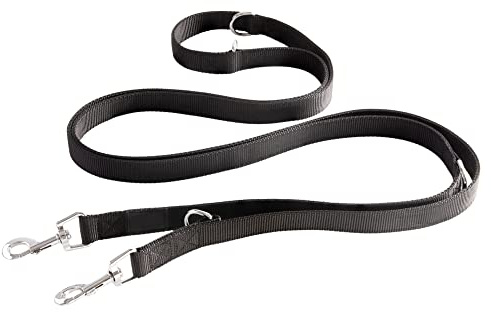 Vitazoo Guinzaglio da Addestramento per Cani Doppio - 3 metri - Lunghina da Cane in Nylon per Cane di Taglia Piccola Media e Grande - Longhina Regolabile fino a 4 Lunghezze - Nero