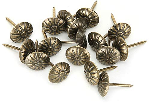 500 piezas 11 x 16 mm muebles clavos tapicería tachuelas crisantemo patrón Retro bronce hierro clavos alfileres para sofá corcho decoración fija