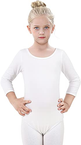Kefiyis Ballettanzug Mädchen 3/4 Langarm Turn-Leotards Ballett Gymnastik Turnanzug Trikot aus Baumwolle für Kinder