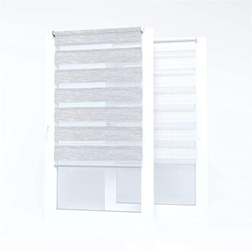Market-Alley Doppelrollo Klemmfix Rollos ohne Bohren Klemmrollo Duo Rollo Fensterrollo lichtdurchlässig & verdunkelnd für Fenster und Tür (Melange/Weiß-Grau ; 60 x 150 cm ; BxH)