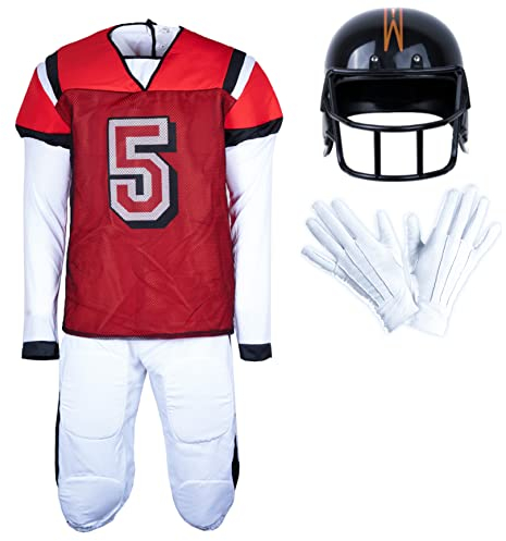 Goldschmidt Kostüme Kostüm Footballer Herren | Herrenkostüm Football Spieler | Set mit Helm & Handschuhen | Fasching Karneval Gruppenkostüm (56-58)