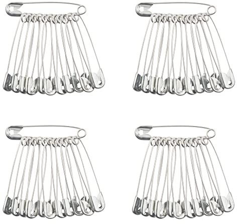 Safety Pins Large 45mm, Silver Nickel Plated - Big Large Safety Pins for Clothes, Crafts, Sewing, Hemming, Dressmaking, Quilting & First Aid Kit - Extra Large, Medium, Running Bibs