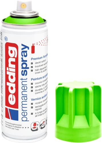 edding 5200 Spray Permanente, Verde Fluo, 200 Ml, Vernice Acrilica Premium per Dipingere e Decorare Vetro, Metallo, Legno, Ceramica, Plastica, Tela, Smalto Acrilico, Vernice Spray