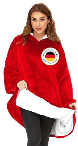 KolnAix Hoodie Decke, Oversize Pullover für Damen und Herren, Flauschiger Kuschelpullover mit Kapuze und Ärmeln, Deckenpullover für kalte Winterabende, übergroßer Pulli XXL