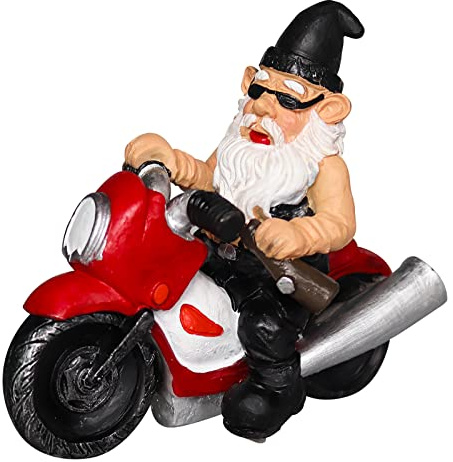 nezababy Statuettes de Nain de Jardin Amusantes en résine pour l'équitation, la Moto, l'extérieur, l'intérieur, la pelouse, la Cour, la terrasse