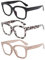 JM 3er-Pack übergroße Quadratische Lesebrille, Brille Blaulichtfilter Damen Computerleser