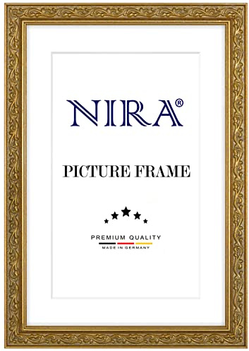 NiRa Massiv Holz Bilderrahmen Vintage Retro 60 x 90 cm in Alt-Gold | Farbe und Größe wählbar | Rahmen für Poster | Puzzle | Foto collage HD096
