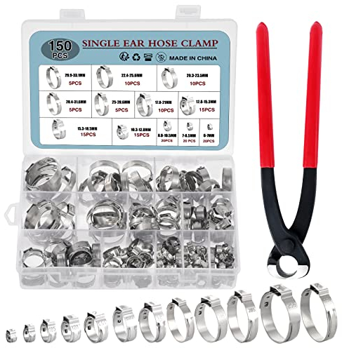 HSEAMALL 150 Pezzi Fascette Stringitubo 6-33mm Regolabile Fascette Stringitubo Acciaio inox Morsetti per tubi Fascette Metalliche adatto per Tubi Gas, Acqua morsetto