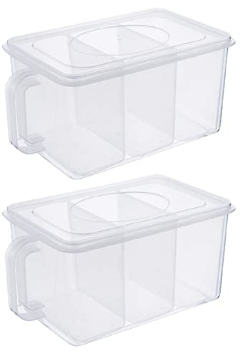 EdirFtra 2 Confezioni di contenitori di plastica per Alimenti con coperchi, Scatola di immagazzinaggio del Frigorifero, contenitori dell'organizzatore del Frigorifero, scatole dell'organizzatore,6L