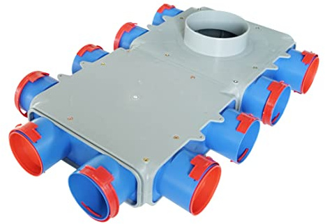 HG Hava Luftverteiler, Rekuperator mit 10 Anschlüssen, Einfache Installation durch Schnappverbindung, Passend für Bodenschichten, angehängten Decken und Rahmenwänden, 10 x 90/200