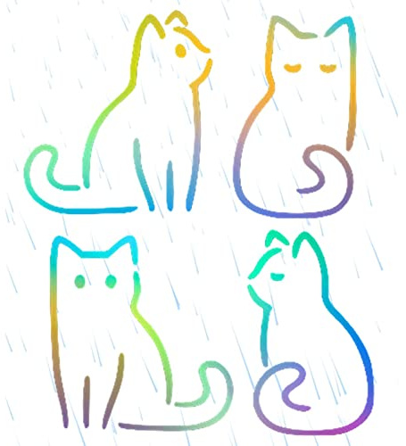 LINGJIONG Niedliche Katzen-Cartoon-Aufkleber fürs Auto,Vier Katzen Katzenaufkleber für LKWs | Katzen-Autoaufkleber für Heckscheibe, Cartoon-Autoaufkleber, Auto-Autoaufkleber, Katzenaufkleber für LKW