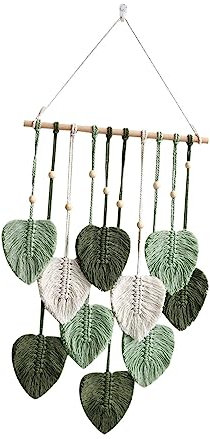 MagiDeal Tapisseries Décoratives, Macramé Tenture Murale Tissé Tapisserie Boho Décoration Pendentif Ornement Fond Feuille Glands Décoration Murale Pour Salon, Mariage, Dortoir, Vert