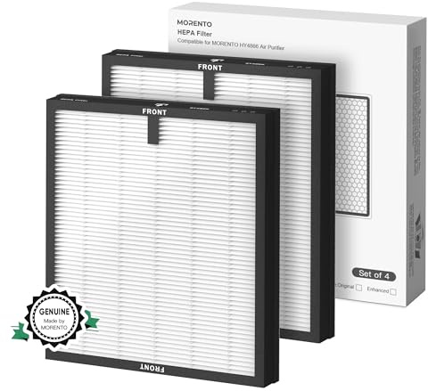 MORENTO 4 Pack HY4866 Genuine Air Purifier Replacement Filter for HY4866 Air Purifier, Original Version