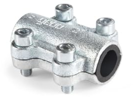 GEBO Dichtschelle zum Abdichten von Löchern, Rissen, Korrosionsstellen - Zweiteilige Renovierungsklammer - Rohrschelle aus Gusseisen - Silber (DSK 5/4'')