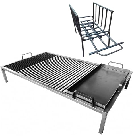 Argentinischer Grill mit abnehmbaren Eisenmodulen + Feuerschale - BBQ Parrilla Asado - Sor pampa grill (Grill mit Eisengrillmodul) (101,6 x 61,0 cm)