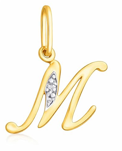 Rodium – Buchstabenanhänger aus 585 Gold mit Zirkonia – Bicolor Charm mit Karabinerverschluss für Halskette oder Armband – Geschenk für Damen