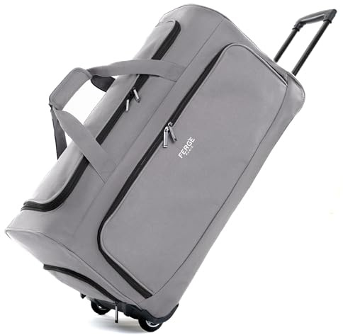 FERGÉ borsa da viaggio con ruote PARIS | scomparto separato per le scarpe bagaglio morbido trolley da viaggio weekender Paris 90 litri, grigio