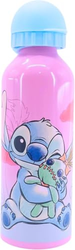 Disney Stitch et Angel Bouteille Réutilisable, Gourde D'eau Design en Aluminium Durable pour Filles, Bouteille de Voyage pour Enfants, Capacité 500 ML | Rose
