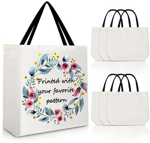 KKSUBCA Sublimations-Tragetaschen, blanko, Sublimationsdruck, Leinentasche, Lebensmitteltasche, Wärmeübertragungsbeutel, DIY, Basteln als Geschenk, 6 Stück, 47*38cm