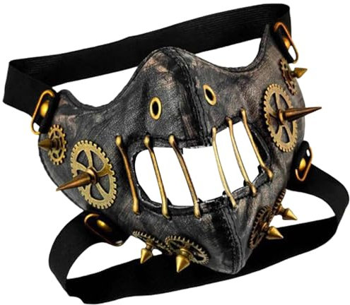 HUNJHYC Visage en cuir synthétique – Demi-visage pour cosplay | Steampunk Horreur Halloween M ?sk | Visage d'horreur d'Halloween | Visage effrayant innovant pour fêtes d'Halloween