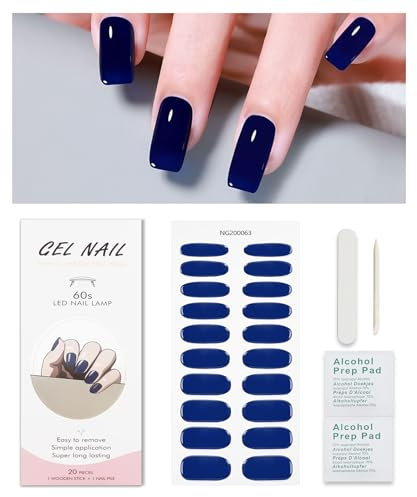 Nagelfolie Saphirblau, KALEFUL Gel Nail Nagelfolien Selbstklebend Uv Härtend Nail Art Sticker Dekoration Nageldesign Zubehör