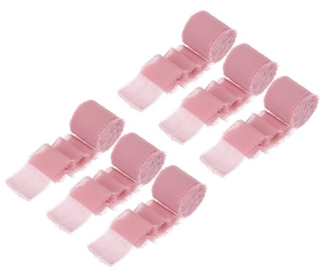 sourcing map Chiffonband, 3,8 x 2,7 m, Seidenband, Altrosa, Tüll-Satin-Stoffband für Schleifen, Geschenkverpackungen, Einladungen, Brautsträuße, 6 Stück